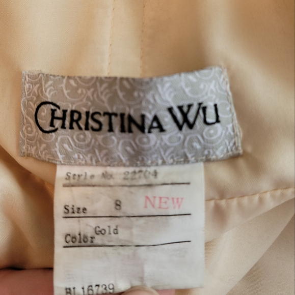 Christina Wu Size 8 Gold Sequined Dress - Style #22704 - Picture 10 of 11
